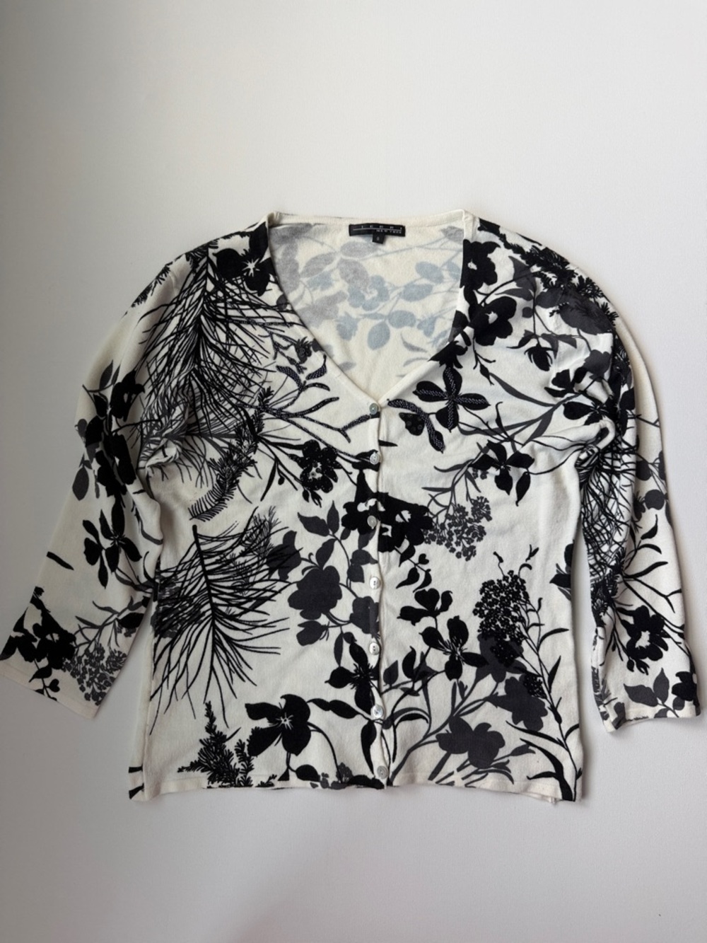 Black and white beaded cardigan